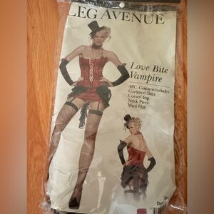 Vampire Costume Set with Red Corset and Black Accessories